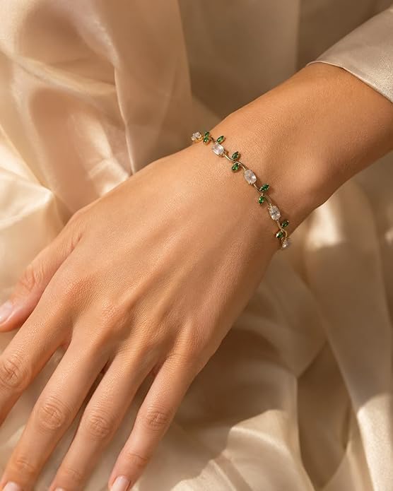 Green Leaf Crystal Bracelet
