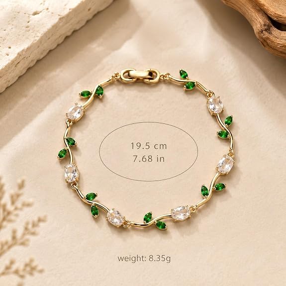 Green Leaf Crystal Bracelet