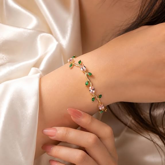 Green Leaf Crystal Bracelet