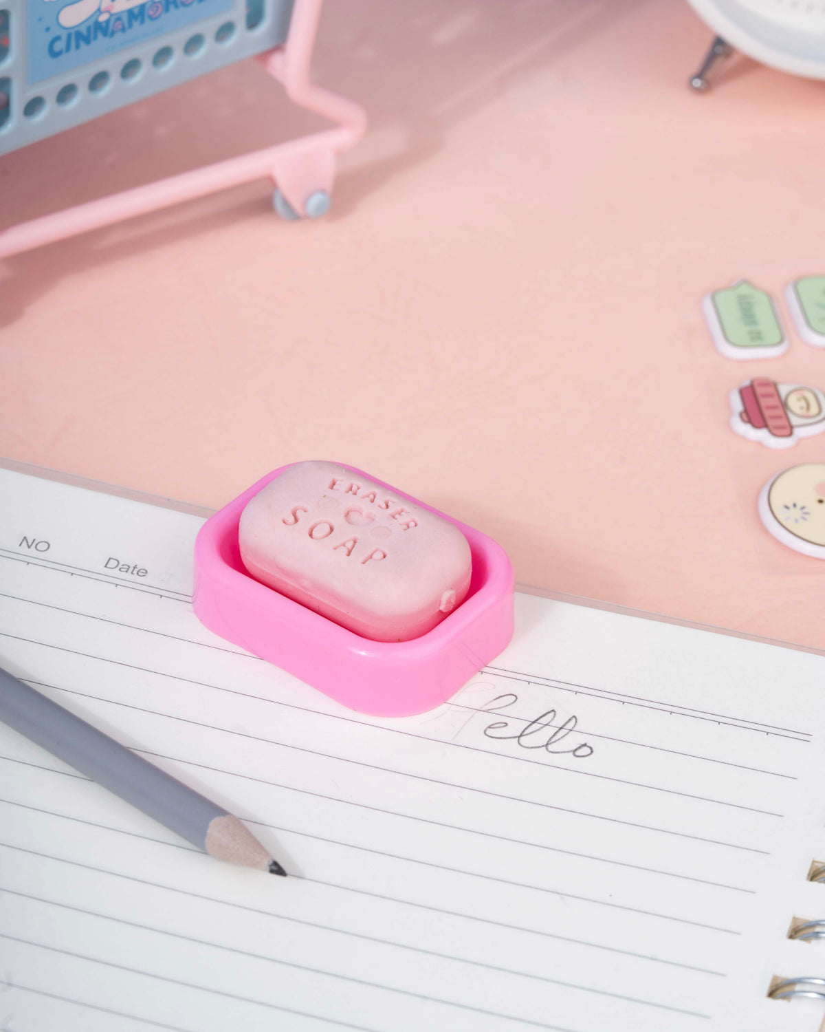 Cute Soap Shape Eraser with Mini Holder – Removable Eraser & Keeping Case