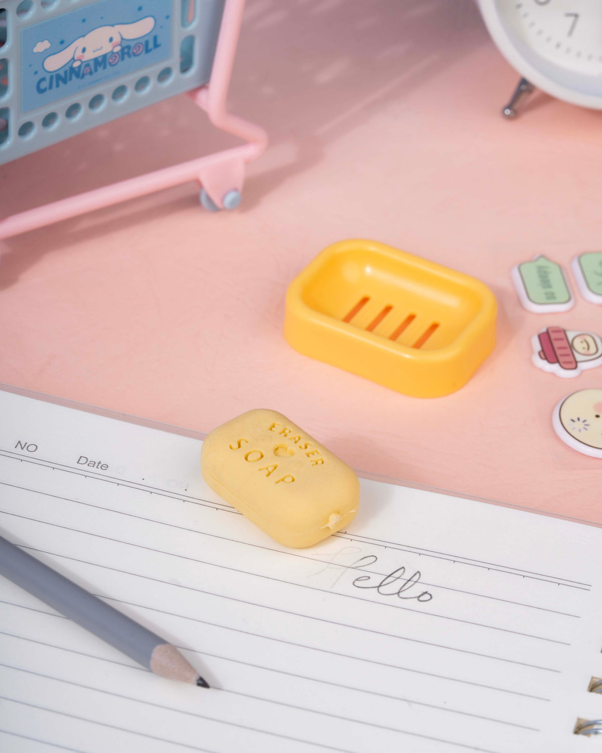 Cute Soap Shape Eraser with Mini Holder – Removable Eraser & Keeping Case